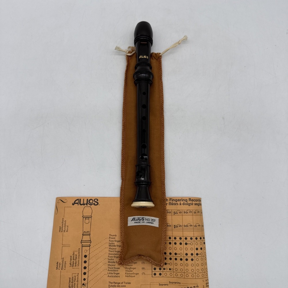 Vintage Aulos No. 207 Recorder w/ Sleeve -- Made in Japan